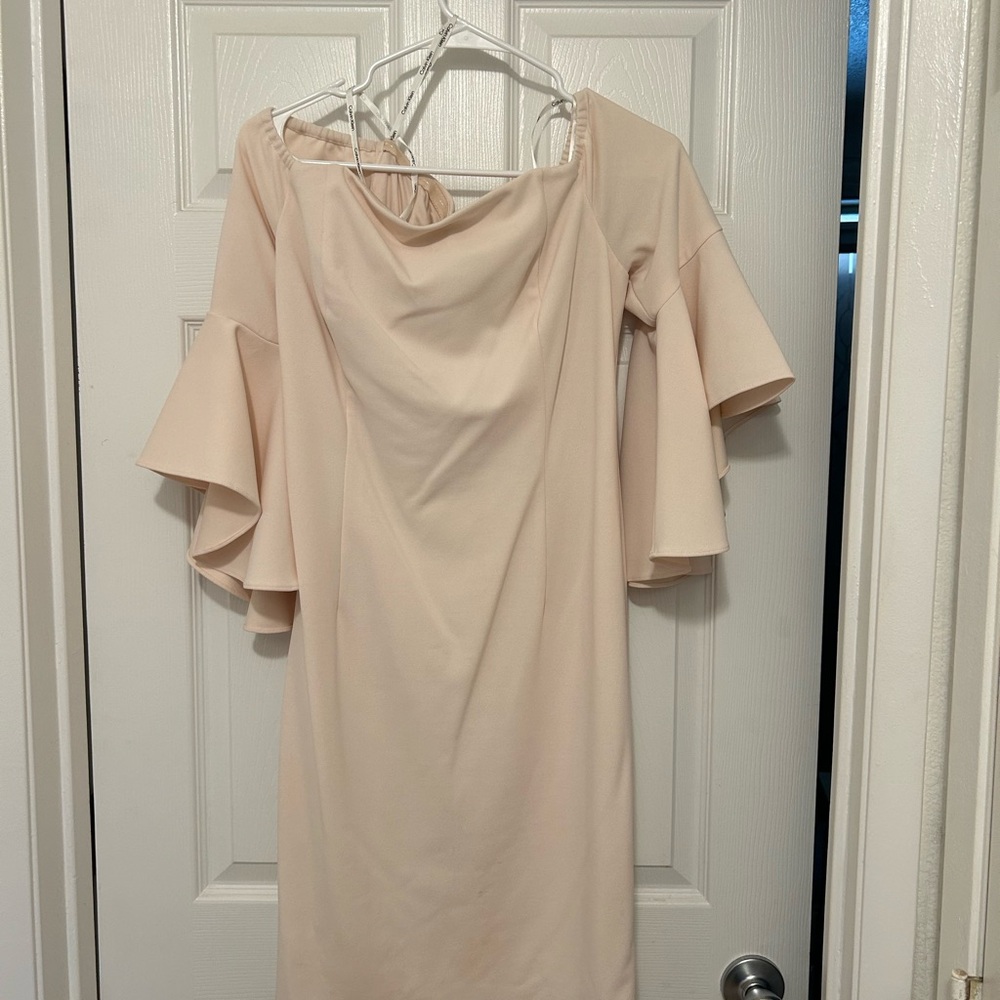 Elegant Cream Dress with Flared Sleeves